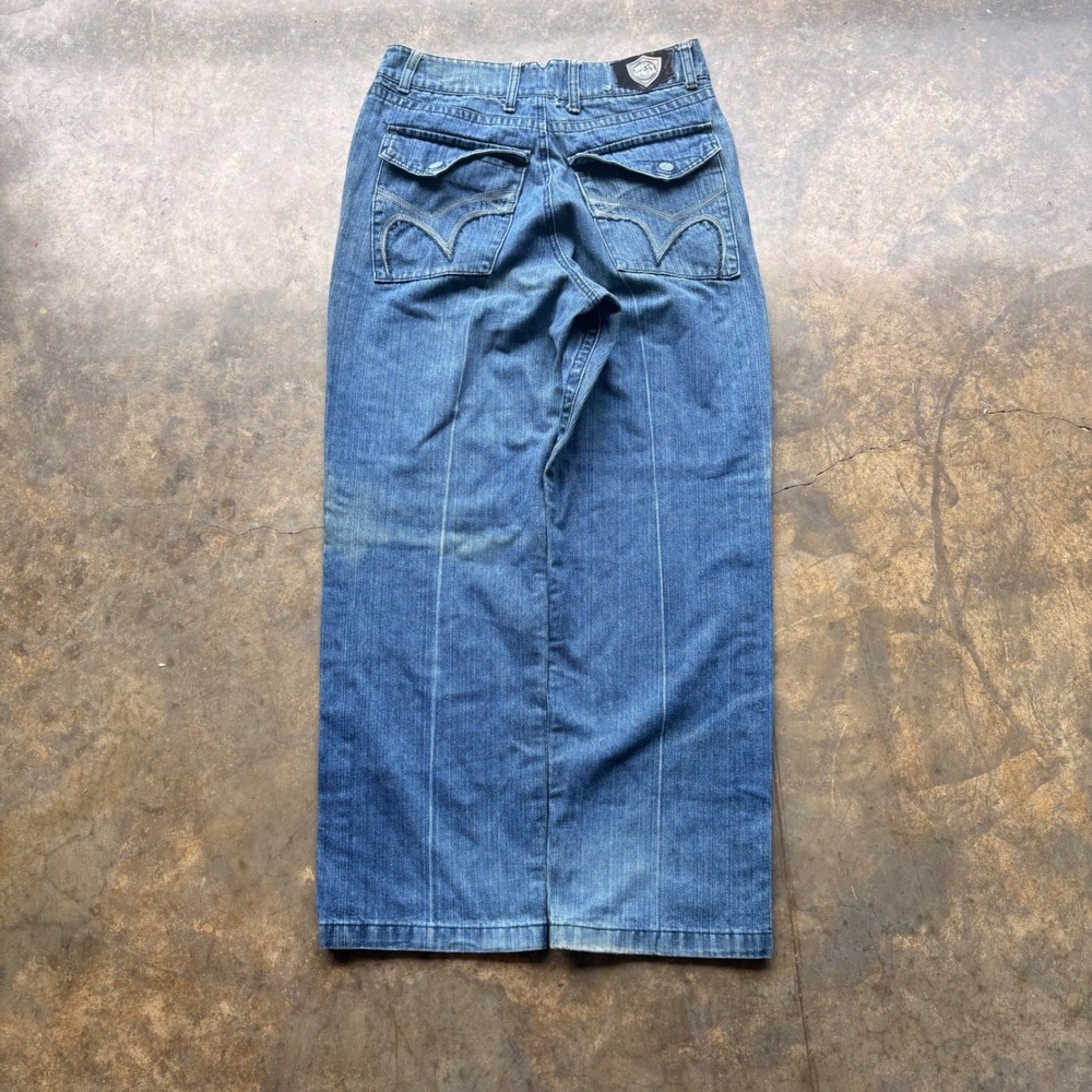 Brooklyn Xpress Mens Wide Leg Baggy Jeans Medium Wash Blue Denim 32x32 Y2K